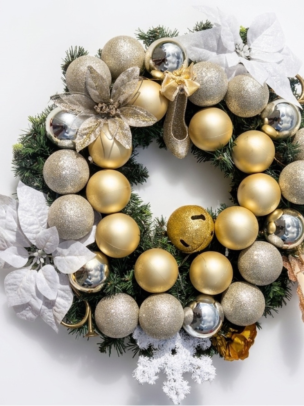 Elegant Gold and Silver Holiday Wreath - Made by me